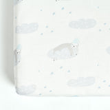 Fitted Crib Sheet - Gray Sloths on White Organic Cotton Jersey