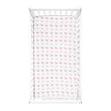 Fitted Crib Sheet - Pink Butterflies on White Organic Cotton Jersey