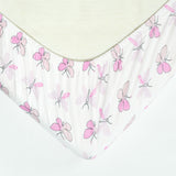 Fitted Crib Sheet - Pink Butterflies on White Organic Cotton Jersey