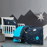 Cool Space Dudes Cotton 4 Piece Navy Comforter Set