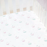 Fitted Crib Sheet - Cupcakes on White Organic Cotton Jersey