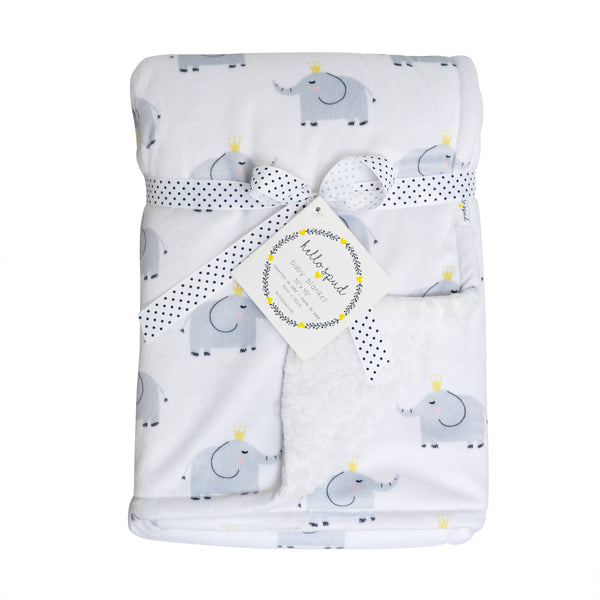 Plush Blanket - Elephants Gray