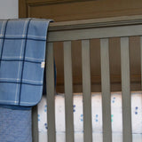 Fitted Crib Sheet - Blue Bicycles on White Organic Cotton Jersey