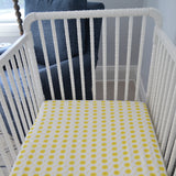 Fitted Crib Sheet - Yellow Sunshine on White Organic Cotton Jersey